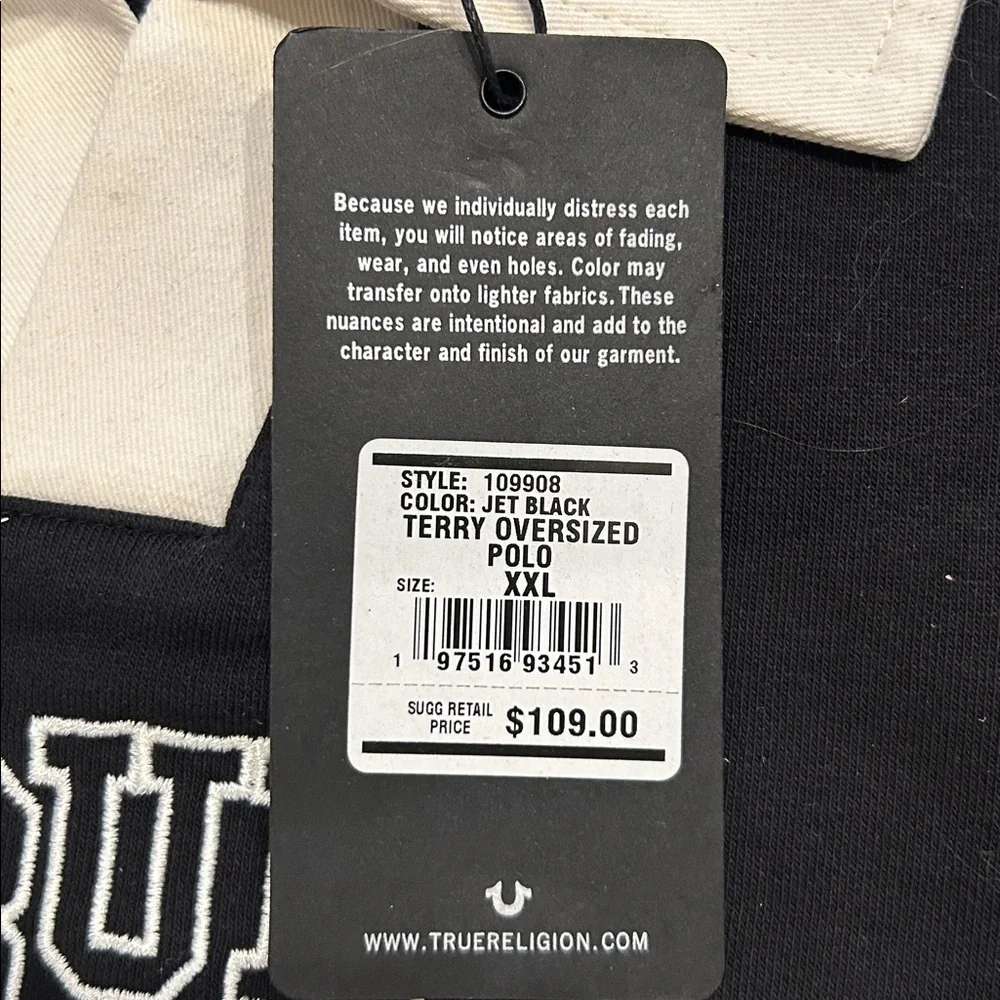 True Religion Terry Oversized Polo Shirt XXL